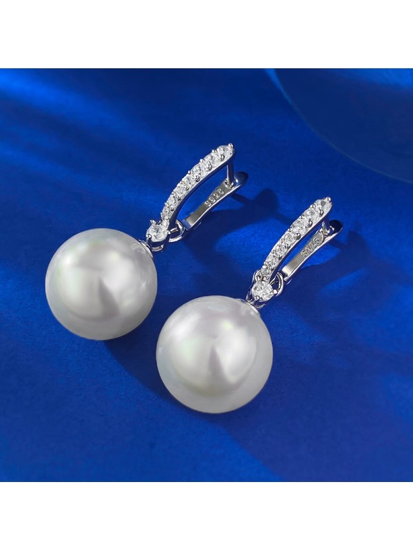 2025 new pearl 13mm earrings with 925 silver European and American earrings fashionable commuting style 
