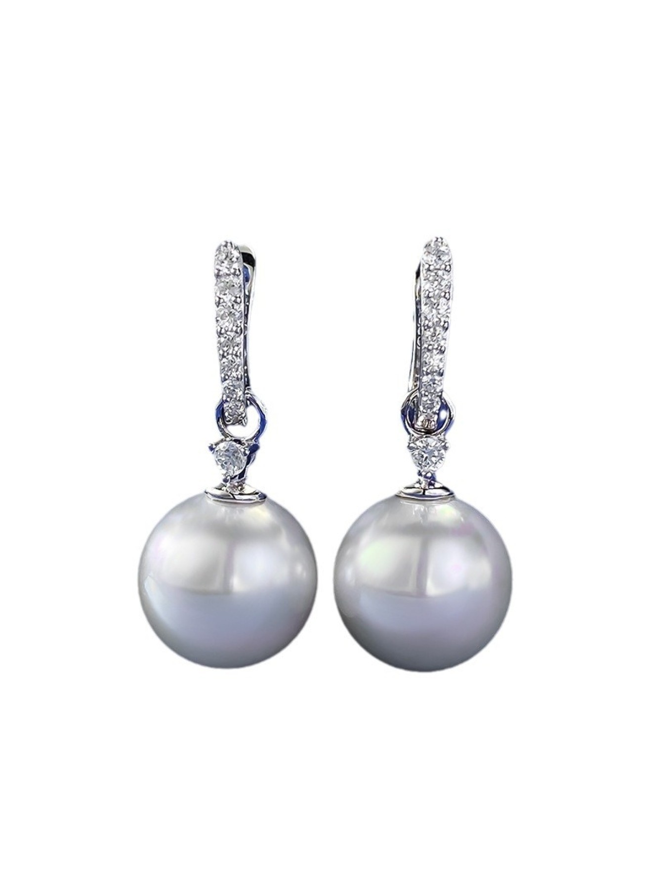 2025 new pearl 13mm earrings with 925 silver European and American earrings fashionable commuting style 