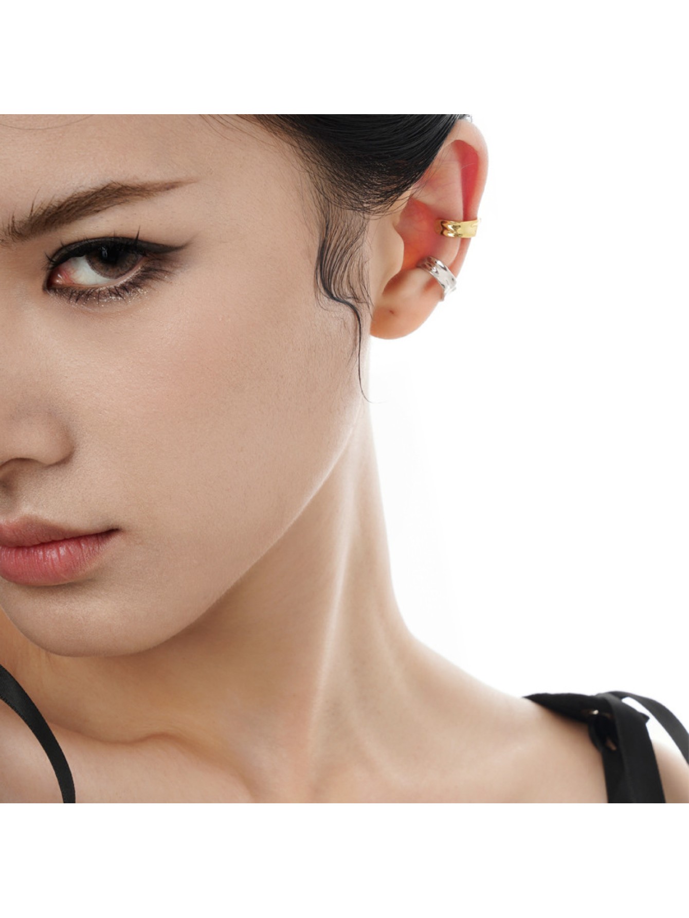 S925 sterling silver irregular geometric ear clip for men and women, fashionable smooth wrinkled paper without ear hole earrings for women 