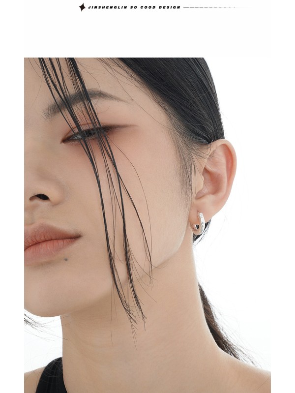Simple design S925 pure silver ear buckle female texture earrings 