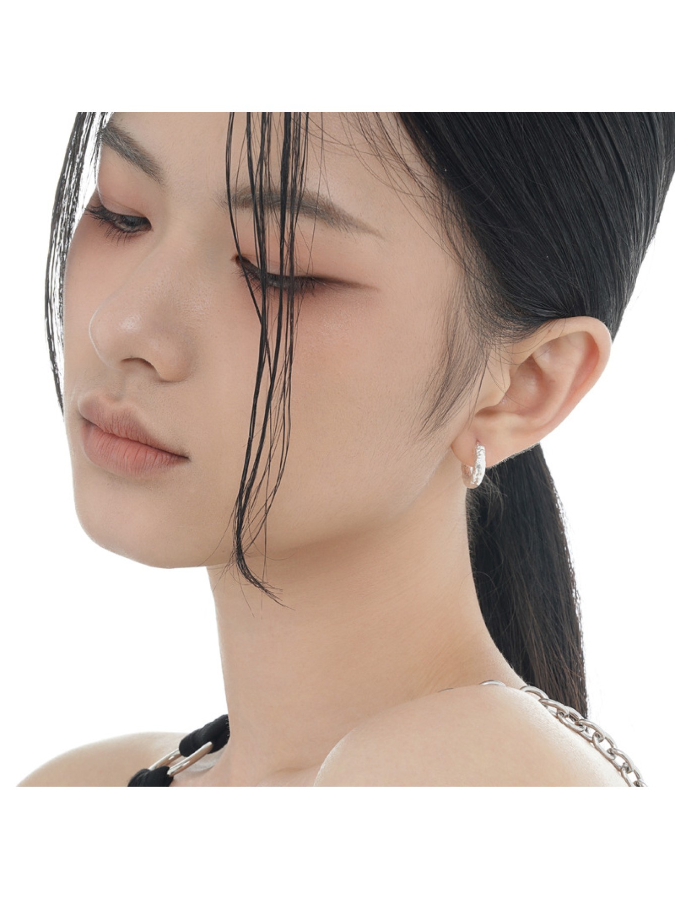 Simple design S925 pure silver ear buckle female texture earrings 