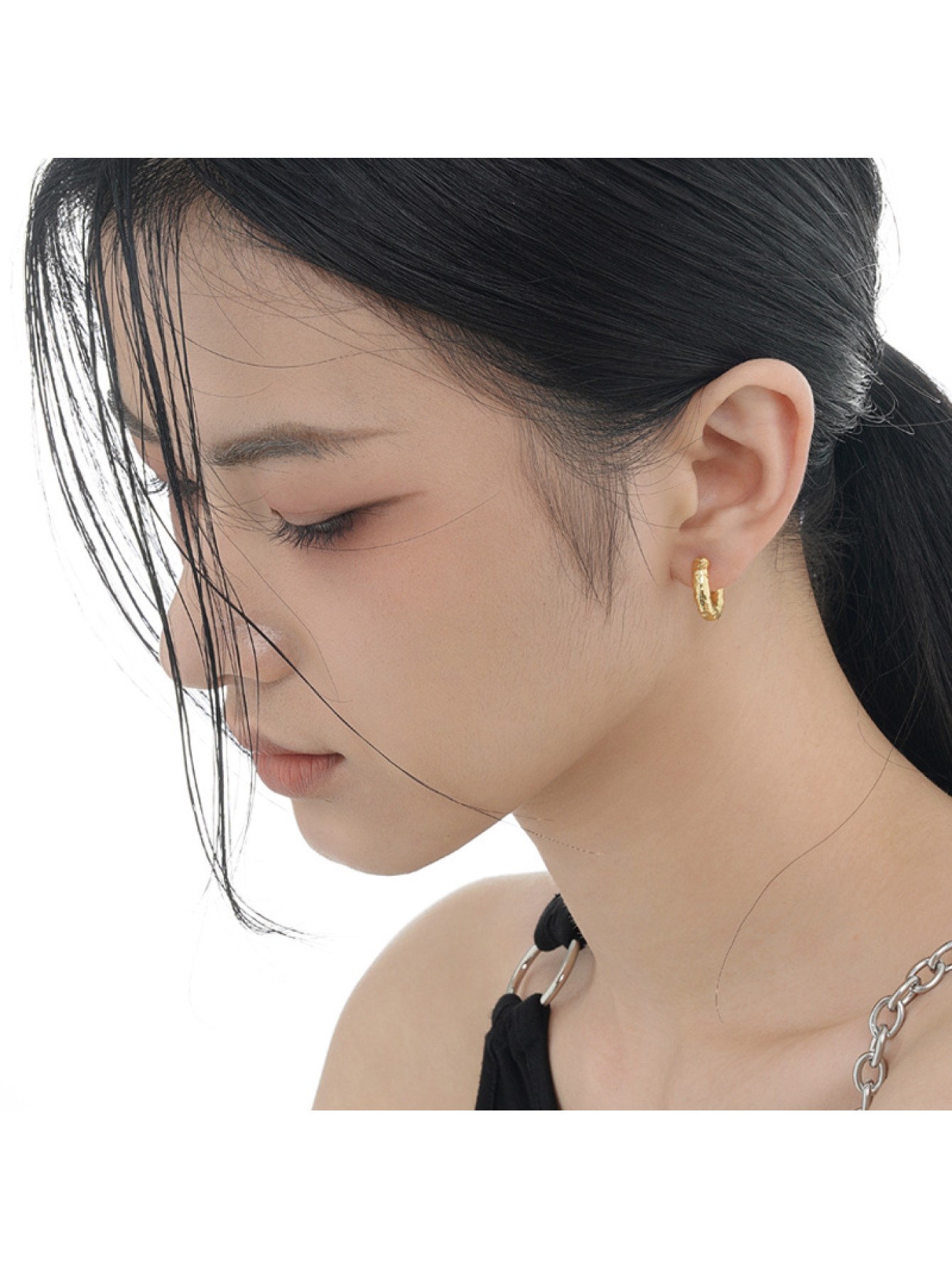 Simple design S925 pure silver ear buckle female texture earrings 