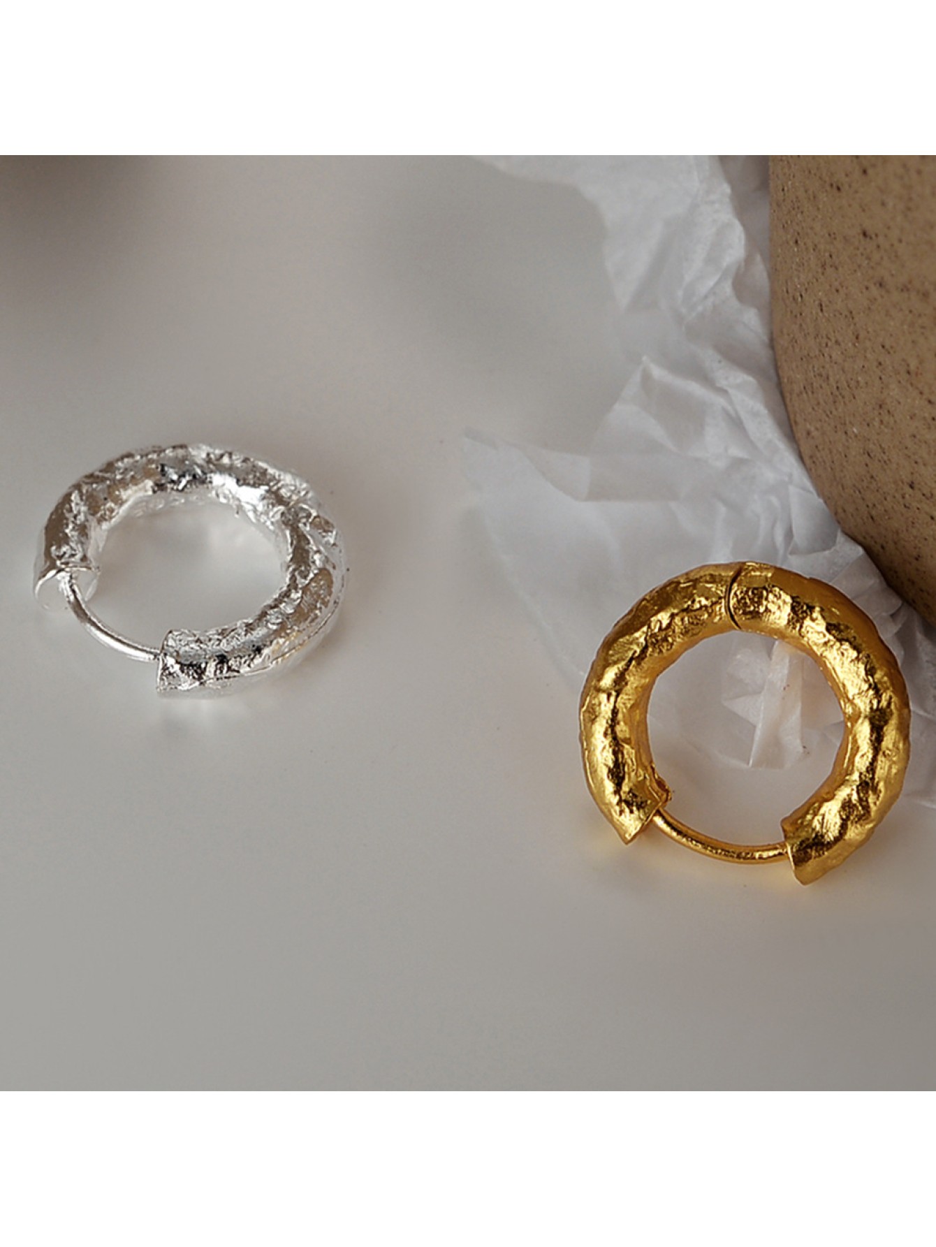 Simple design S925 pure silver ear buckle female texture earrings 