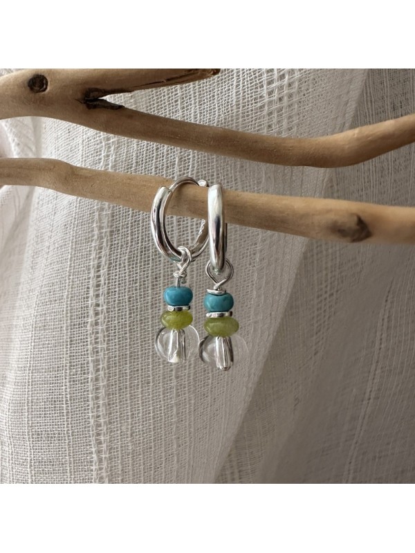 S925 sterling silver white crystal bead earrings basic style fashionable ear buckle 