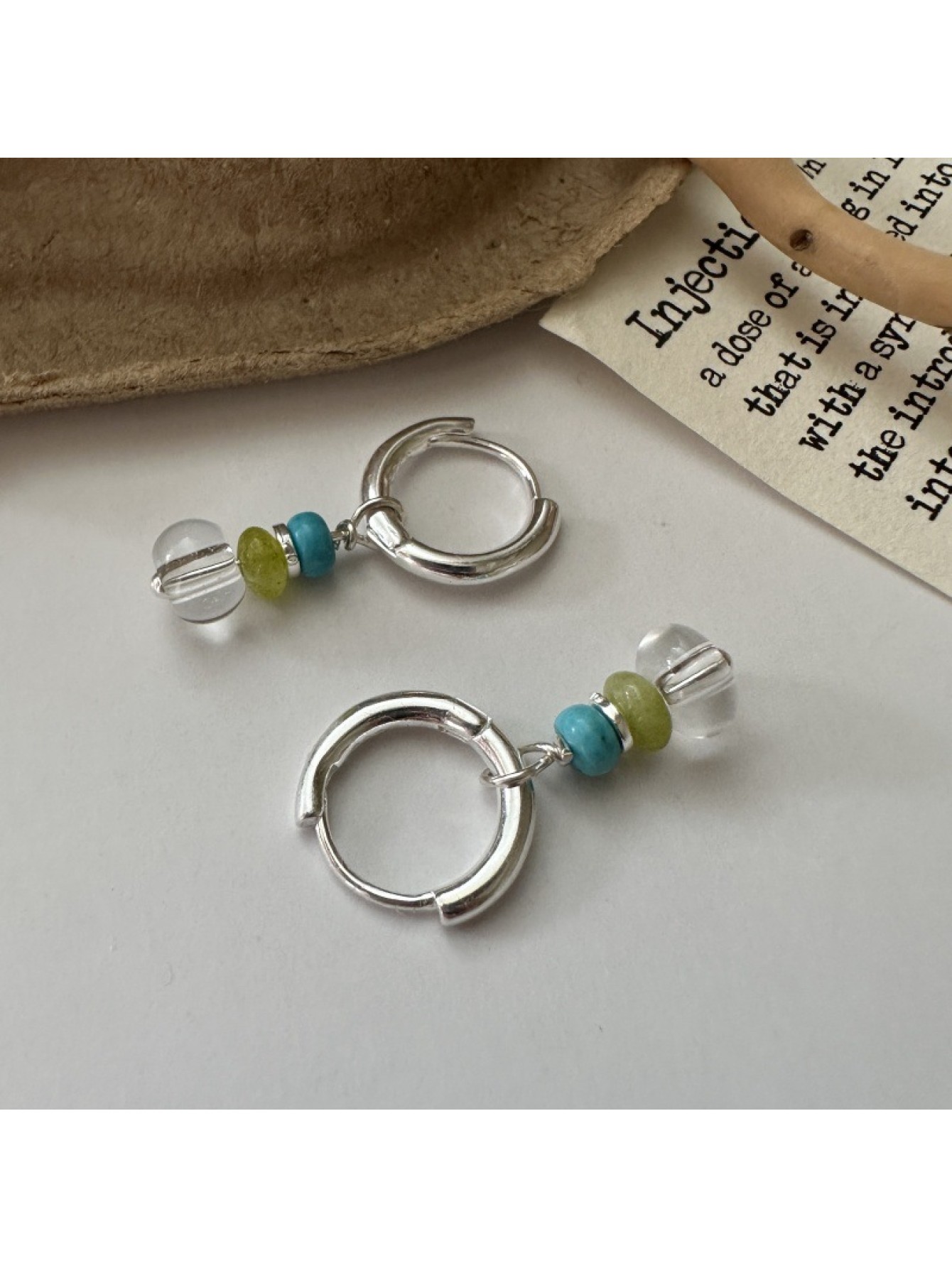 S925 sterling silver white crystal bead earrings basic style fashionable ear buckle 