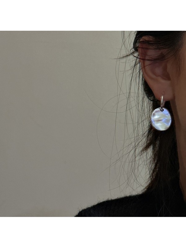 S925 pure silver pleated texture earrings blogger's simple and fashionable ear accessory