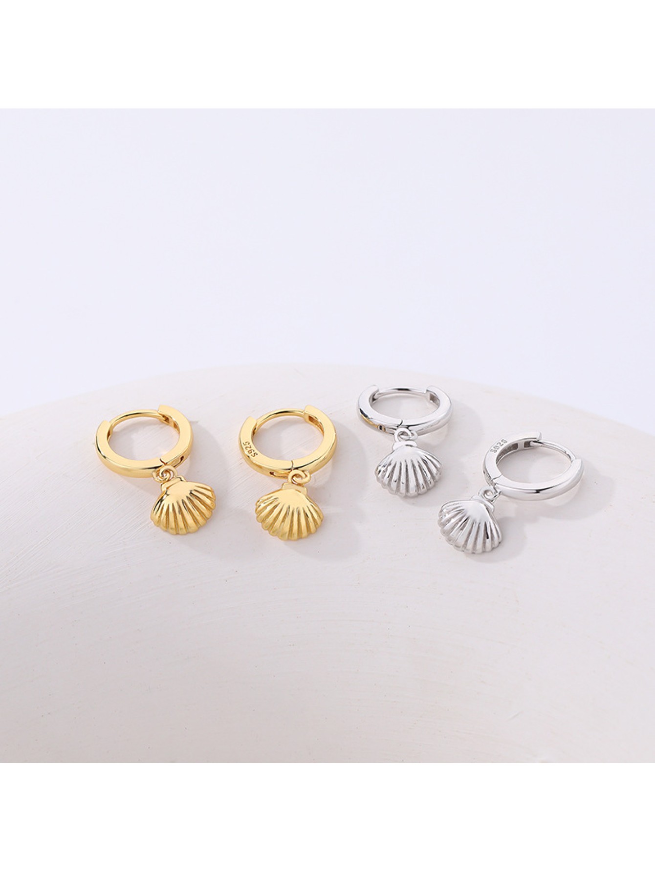 925 sterling silver earrings retro metallic shell earrings for women's earrings wholesale 