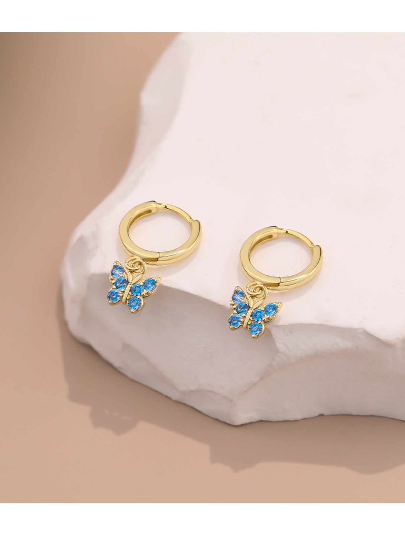S925 pure silver butterfly zircon earrings for women geometric earrings ﻿ 
