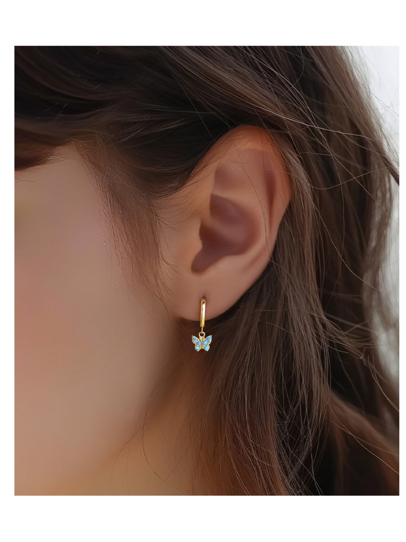 S925 pure silver butterfly zircon earrings for women geometric earrings ﻿ 