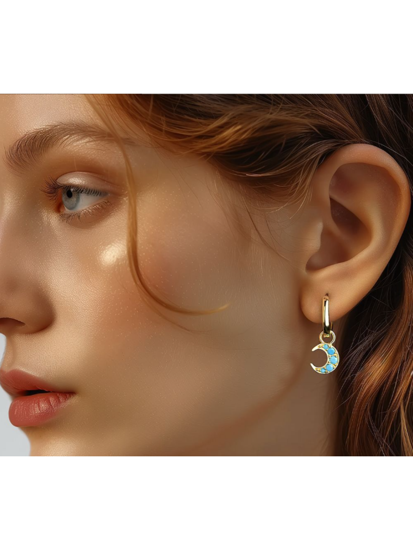 S925 pure silver star moon blue earrings for women's fashion, light luxury, personalized ear buckles, wholesale of turquoise earrings 