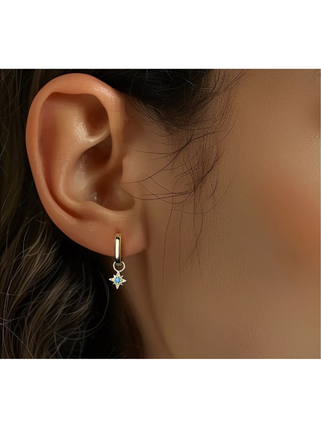 S925 pure silver star moon blue earrings for women's fashion, light luxury, personalized ear buckles, wholesale of turquoise earrings 