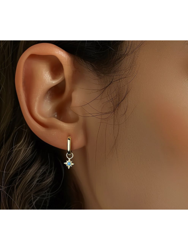 S925 pure silver star moon blue earrings for women's fashion, light luxury, personalized ear buckles, wholesale of turquoise earrings