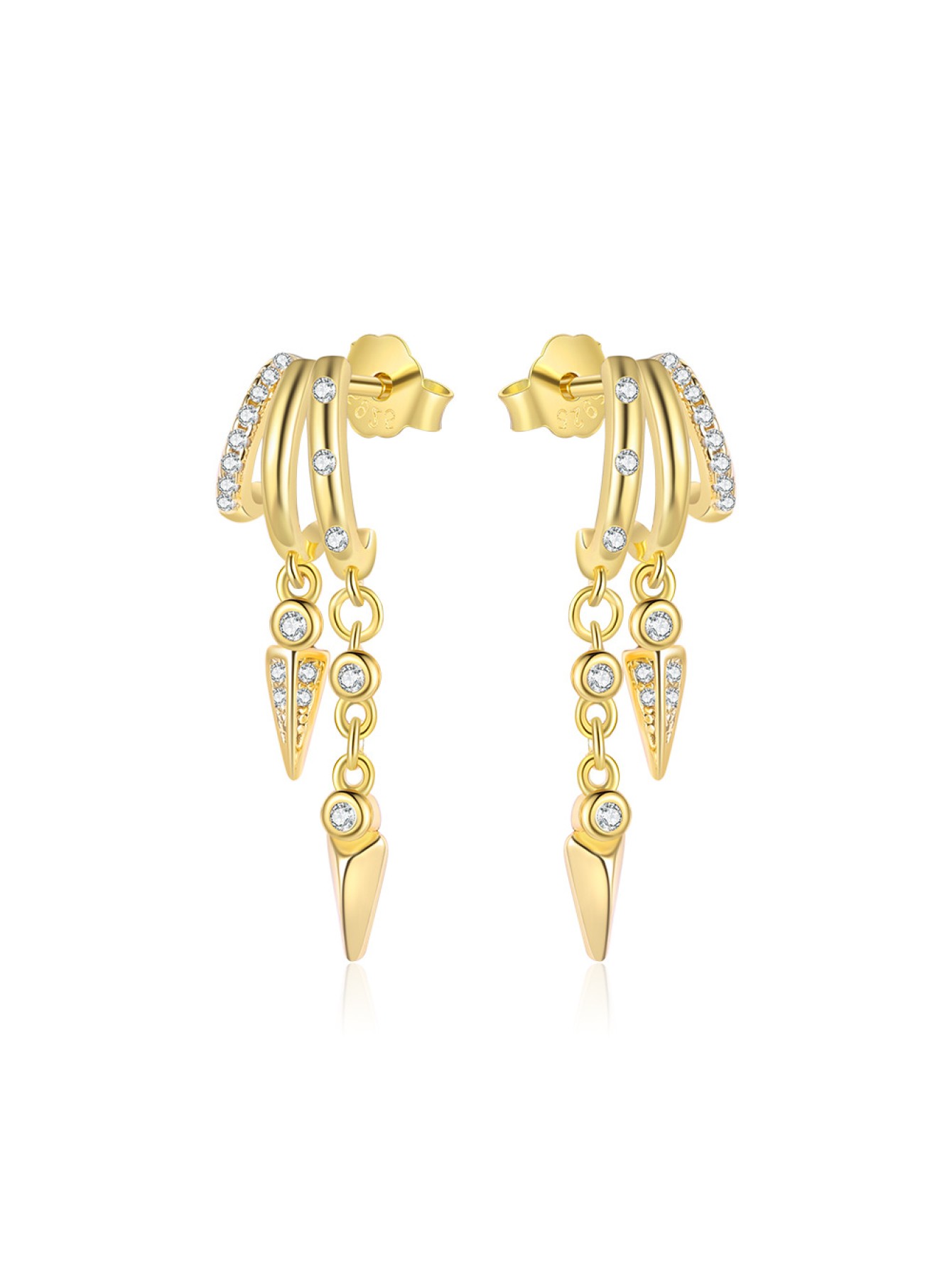 S925 sterling silver earrings trendy accessories personalized double-layer earrings ﻿ 