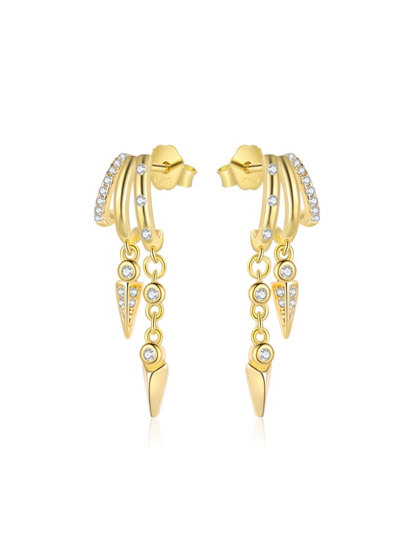 S925 sterling silver earrings trendy accessories personalized double-layer earrings ﻿