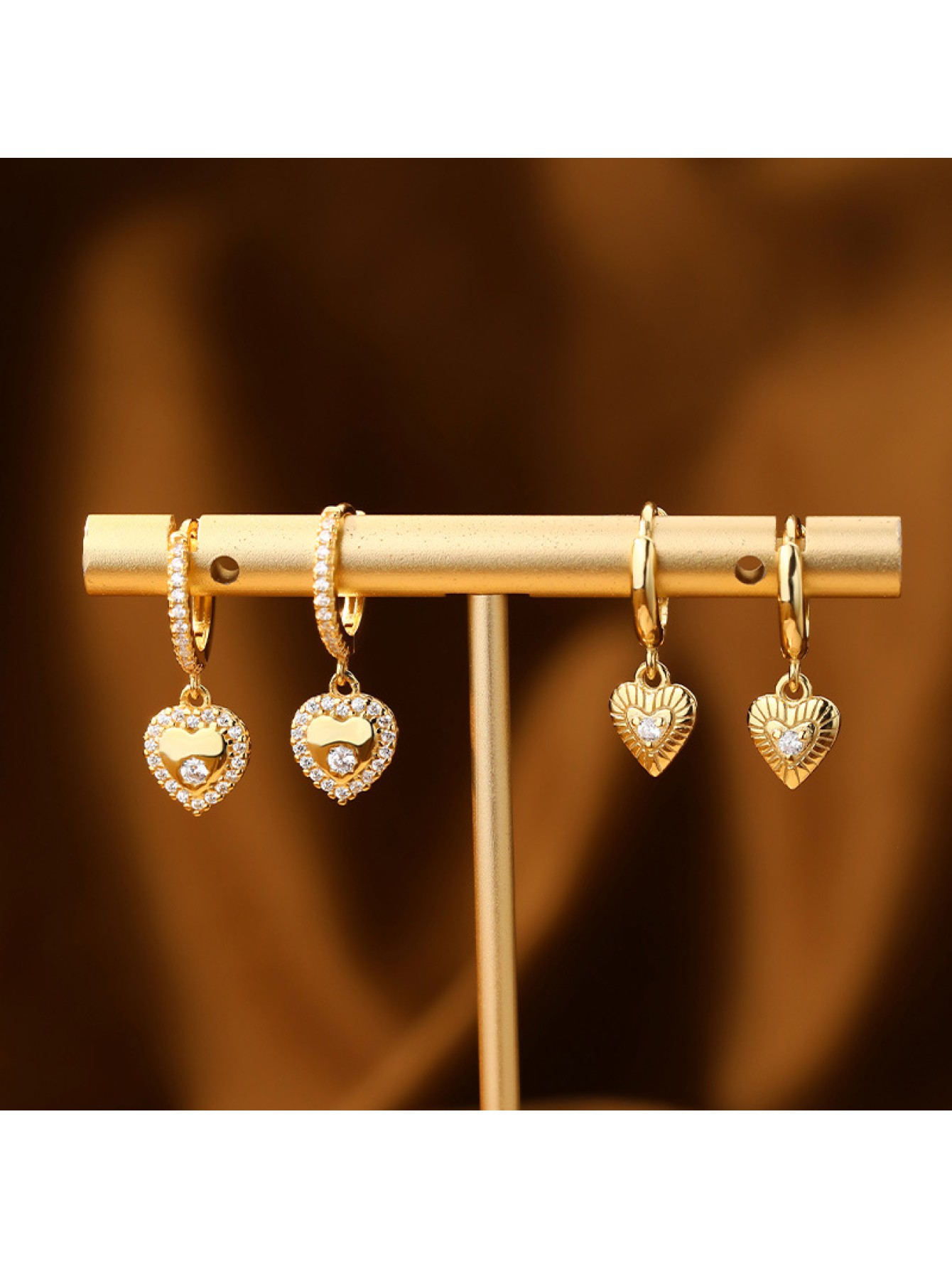S925 Silver Love Zircon Earrings with Women's High Grade Heart Shaped Earrings Stackable Peach Heart Earrings 