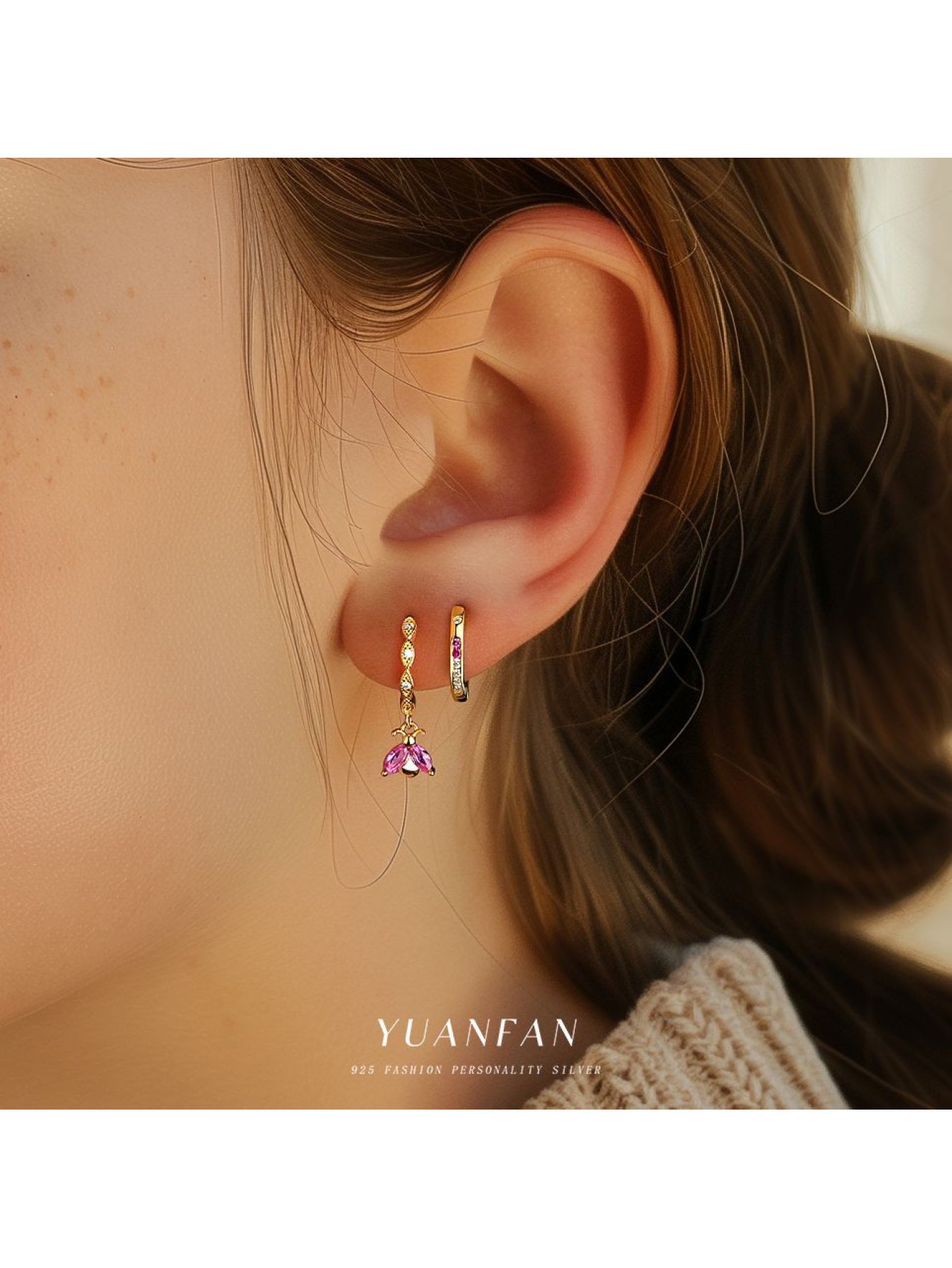S925 pure silver light luxury diamond studded earrings women's fashion cross creative and simple earrings 