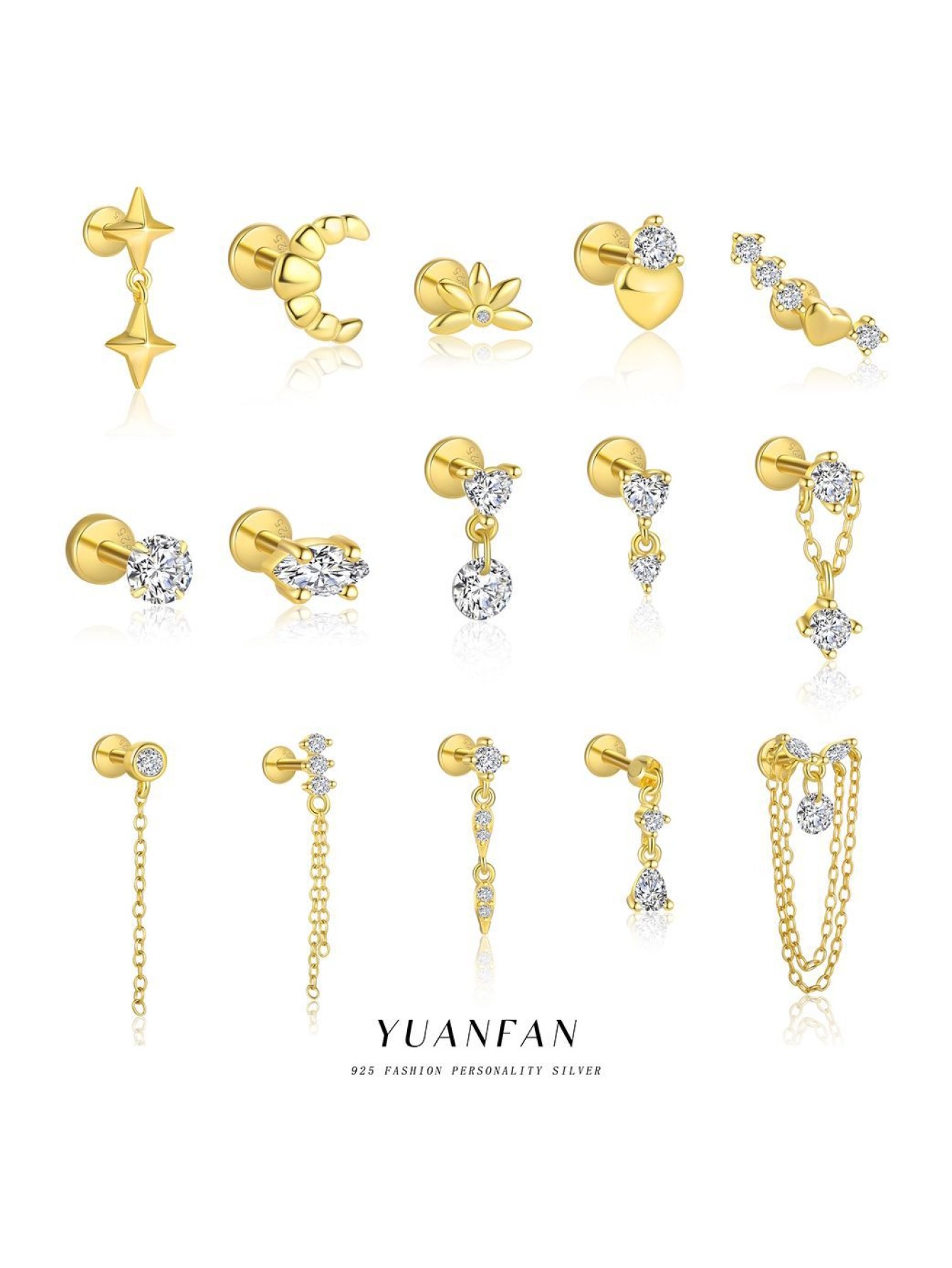 S925 pure silver tassel zircon flat bottom earrings for women's light luxury high-end earrings wholesale 