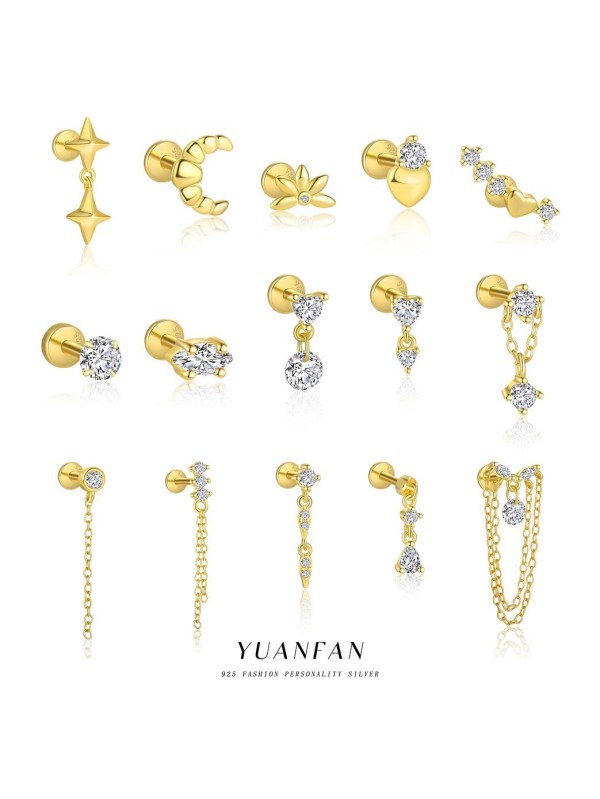 S925 pure silver tassel zircon flat bottom earrings for women's light luxury high-end earrings wholesale 
