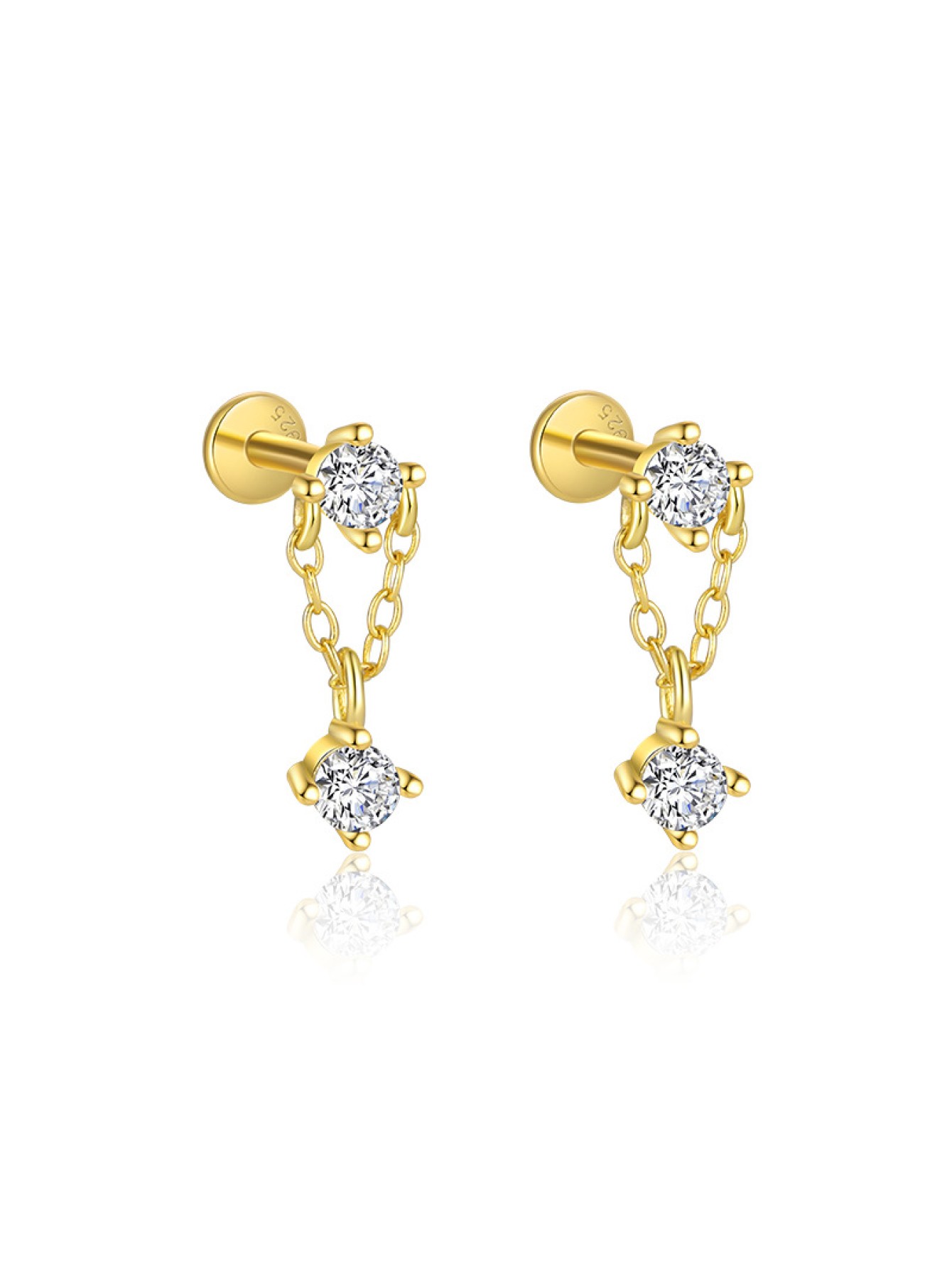 S925 pure silver tassel zircon flat bottom earrings for women's light luxury high-end earrings wholesale 