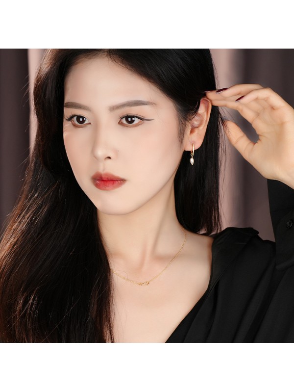 S925 pure silver light luxury round bead earrings series women's ear buckle temperament pearl earrings wholesale 