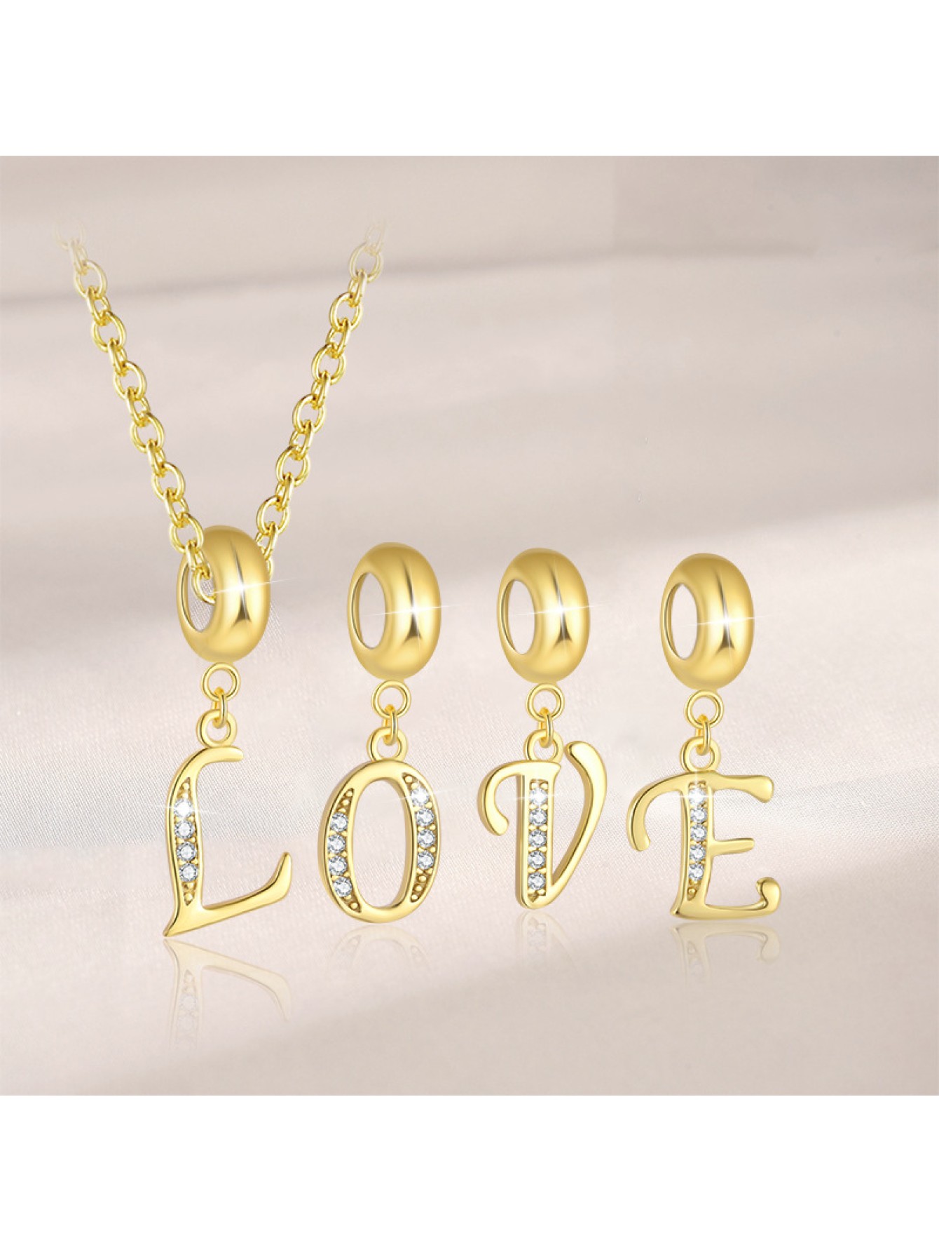 Minimally stacked English letter pendant S925 silver plated-gold necklace with small pendant to match your heart's desire 