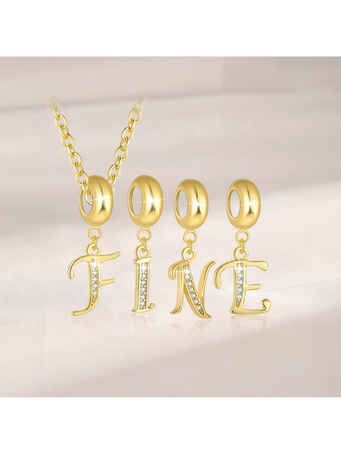 Minimally stacked English letter pendant S925 silver plated-gold necklace with small pendant to match your heart's desire 
