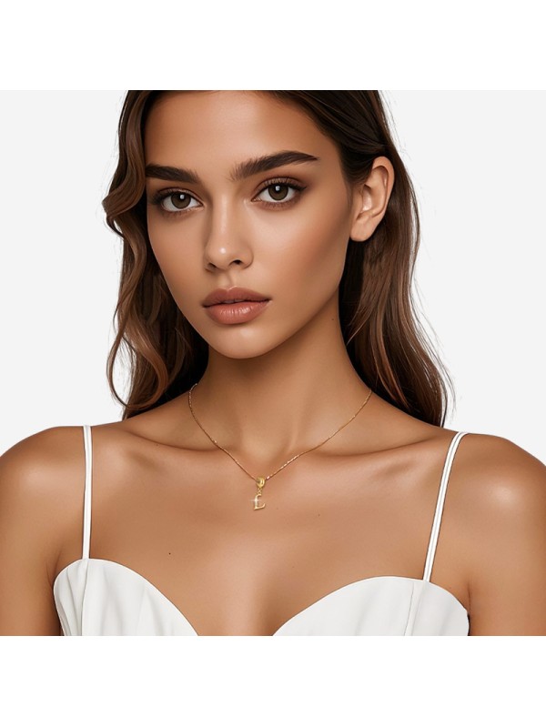 Minimally stacked English letter pendant S925 silver plated-gold necklace with small pendant to match your heart's desire