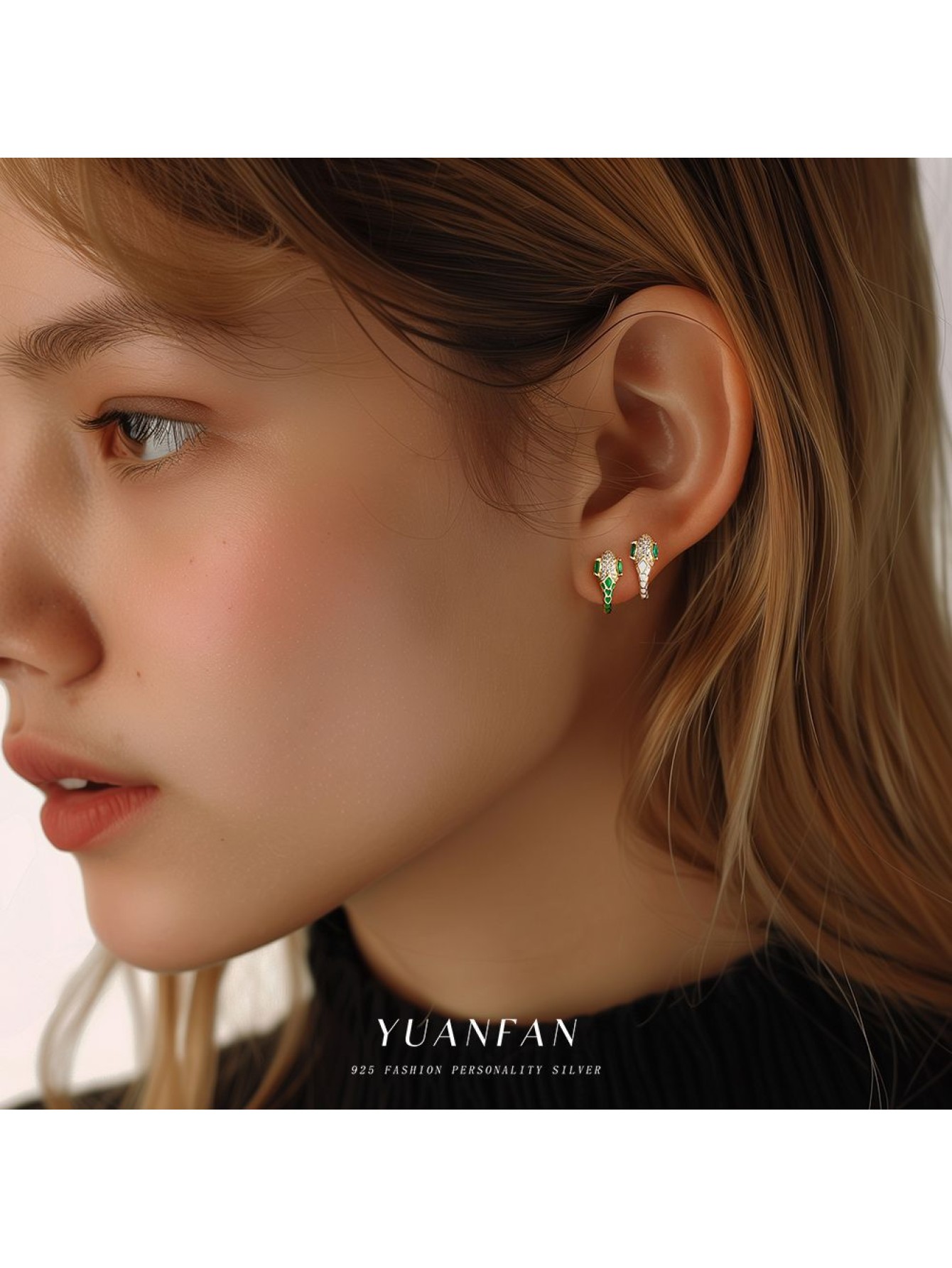 S925 pure silver personalized snake earrings wholesale for women 