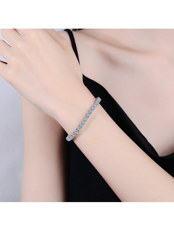 Cross border jewelry 925 silver light luxury high-end feeling  moissanite tennis bracelet